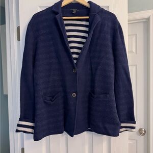 J. Crew Dark Blue Blazer with Striped Accents